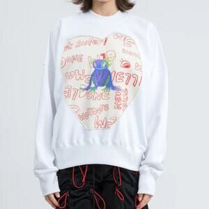 We11done Unisex Streetwear Graffiti Patch Graphic Crewneck Sweatshirt‎ Size S